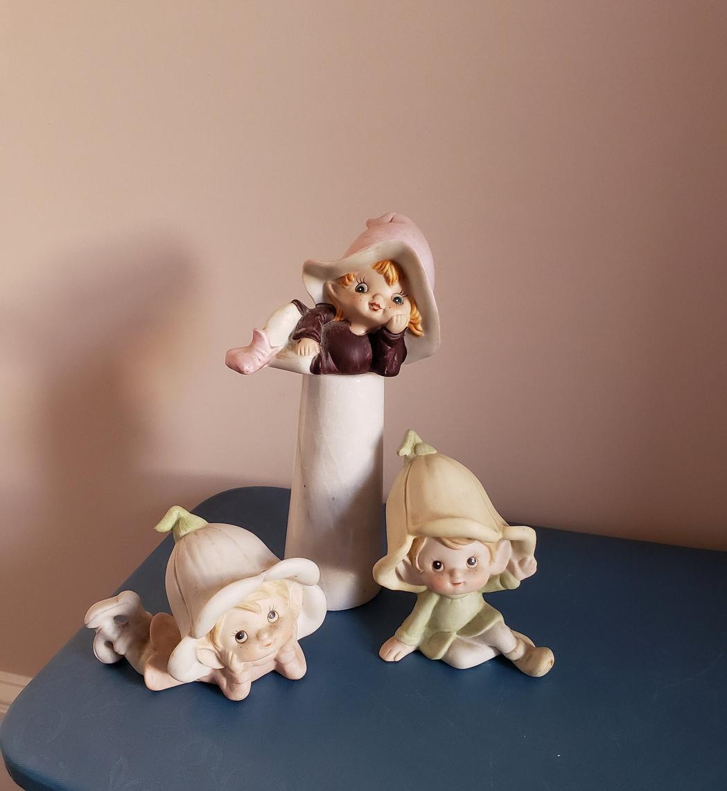 Pixie Elf Figurines, Home Interiors, HOMCO, Porcelain Elf, Item