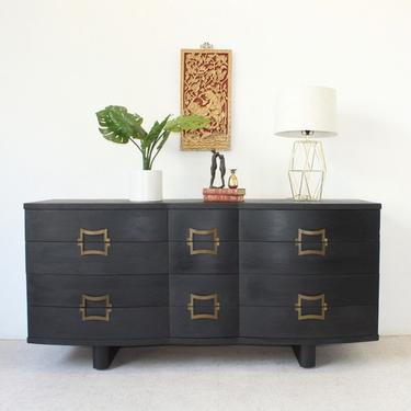 Black and Gold 9 Drawer Vintage Wavy Front Dresser | Sunbeam Vintage -  Highland Park - Los Angeles, CA | ATTIC
