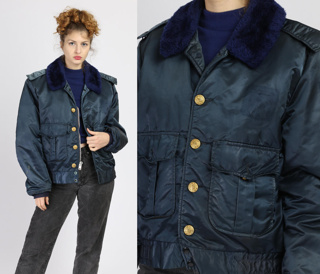 Fur collar police jacket hotsell