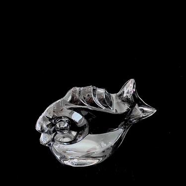 Vintage Modernist Scandinavian Art Glass Crystal Puffer Fish Sculpture Figure Figurine 7&amp;quot; Long ORREFORS of Sweden Swedish 
