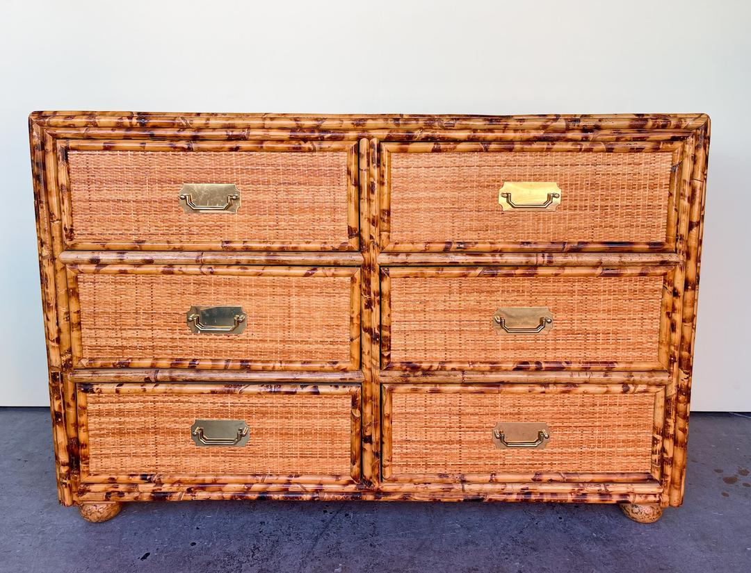 Tortoiseshell Rattan and Seagrass Dresser | Palm Beach Regency | Lake ...