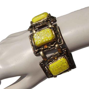 Vintage Selro Selini Bracelet Chunky Yellow Confetti Lucite 