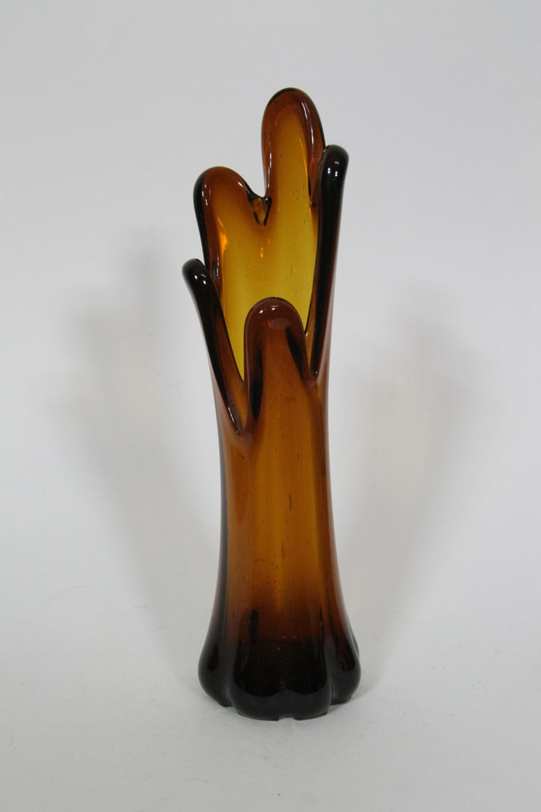 Vintage Modern Mid Century Light Brown Amber Glass Stretch Vase ...