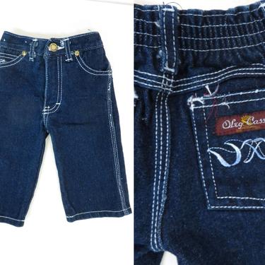 Vintage 80s Baby Designer Oleg Cassini Denim Jeans Size 12M 