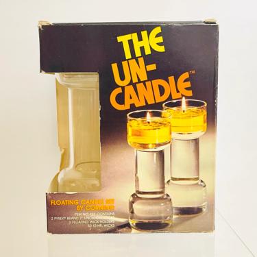 Vintage 1980s Retro Pyrex Corning Glass Un-Candle BoHo Cylinder Water Art Candle Vessels 