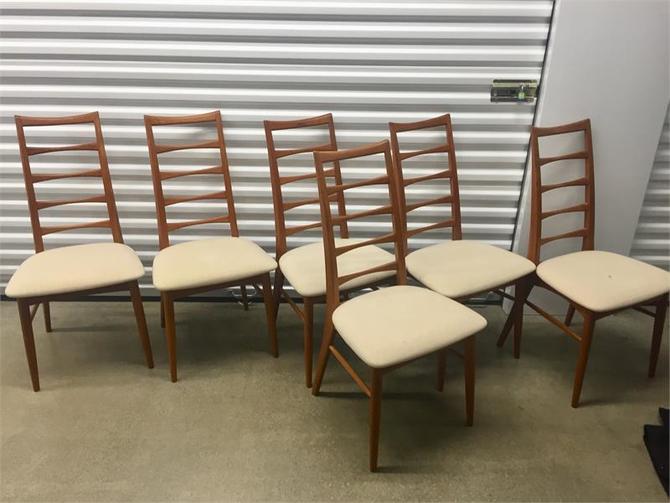 Set Six 6 Niels Koefoed Hornslet Danish Teak Lis Dining Chairs