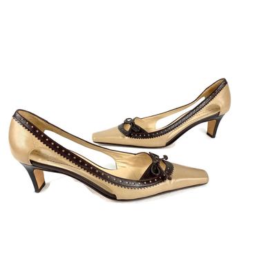90s Kate Spade Heels | Vintage Heels Kitten Heels | Womens Leather Short Heels Vintage | Size 8 Womens Heels Brown 