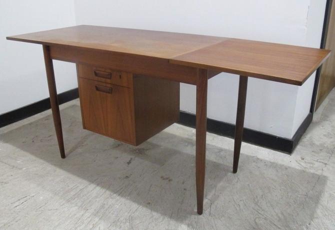 Arne Vodder Style Danish Modern Teak Drop Leaf Desk Mid Century