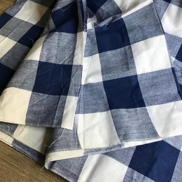French Blue Vichy Fabric, Indigo Blue Check, Cotton, Historical French Textiles 