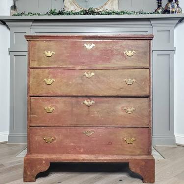 18th Century Early American Queen Anne Style Painted Pine New England Blanket Chest 