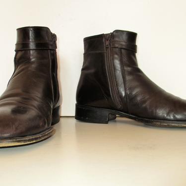 Bally Men\'s Vintage US 9D Brown Leather Side Zip Mid Ankle Boots Booties Bally leather boot - Gem main image 3