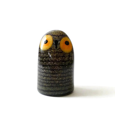 Oiva Toikka Art Glass Owl  Iittala Mid Century Modern Scandinavian Finland Barn Owl 