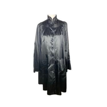 1960's Black Rain Coat Trench Coat Barbara Lee Junior Vintage Clothing Weather Coat, Button Up, High Neck, Hip Pockets Duster Rain Coat 