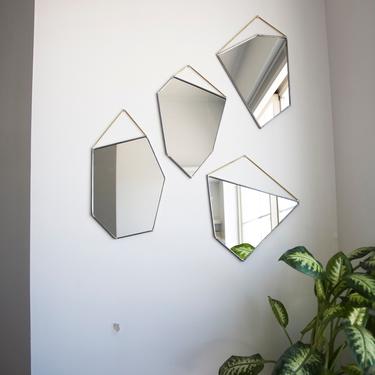 Geo Rock Shape Mirrors (4 Shapes) - Mirror Hanging, Modern Stained Glass Mirror, Mirror Wall Decor 