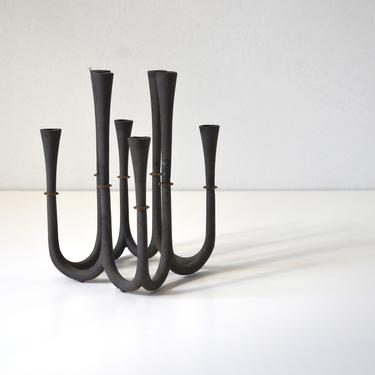 Jens Quistgaard for Dansk Tiny Taper Candle Holder Cast Iron Candelabra 