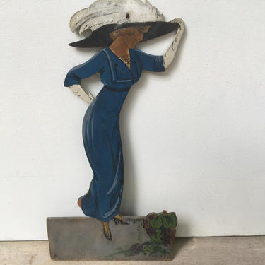 Vintage Victorian Lady Wood Cutout, Hand Painted And Signed, Paris,  Wall Hanging, Victorian Dress And Hat, Parisian 