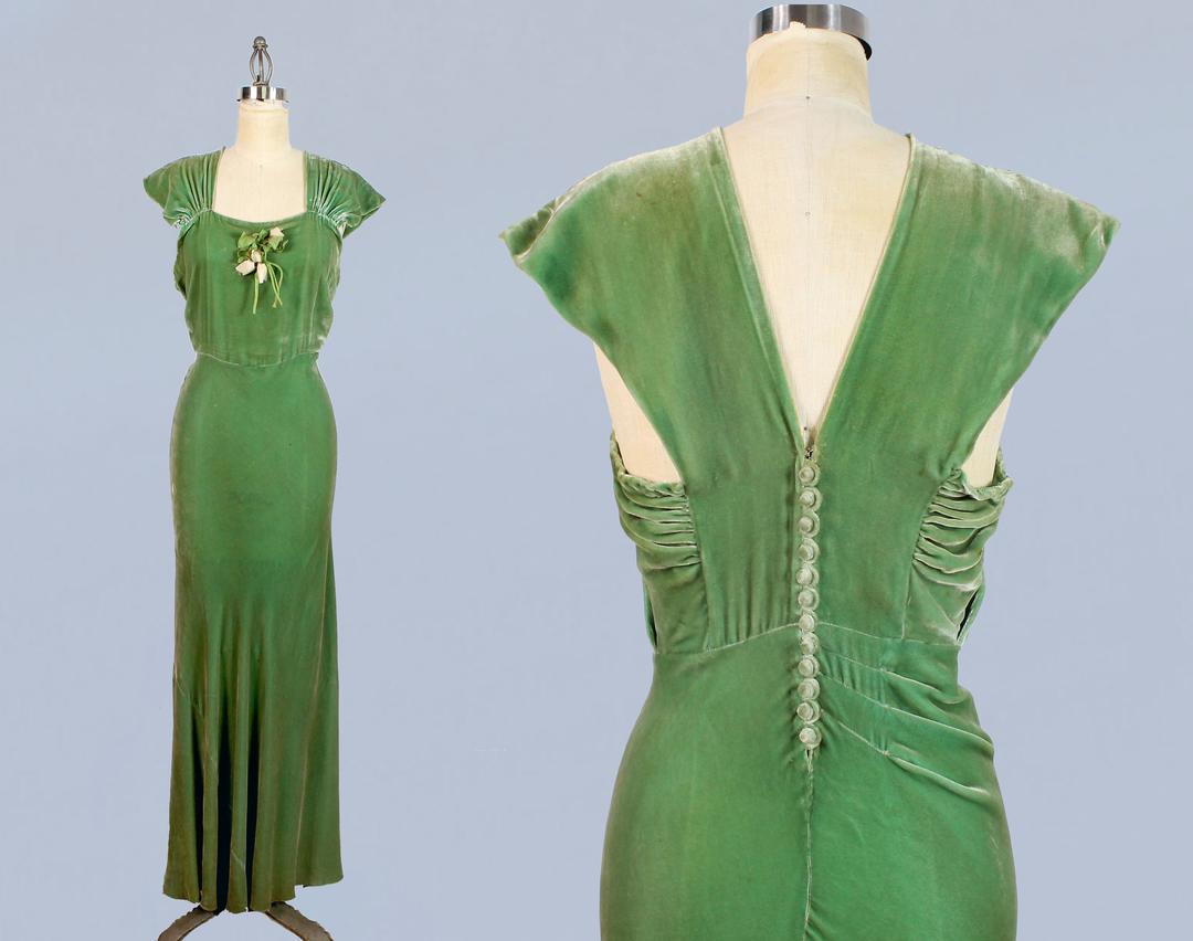 Green 1930s outlet dress