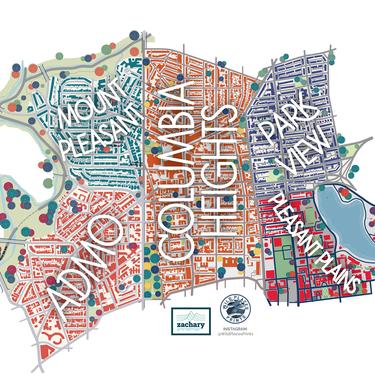 CUSTOM NEIGHBORHOOD COMBOS - Washington dc neighborhood map art prints 