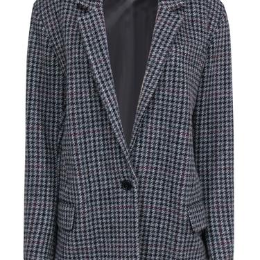 Isabel Marant Etoile - Charcoal, Black &amp; Maroon Houndstooth Buttoned Wool Coat Sz 4