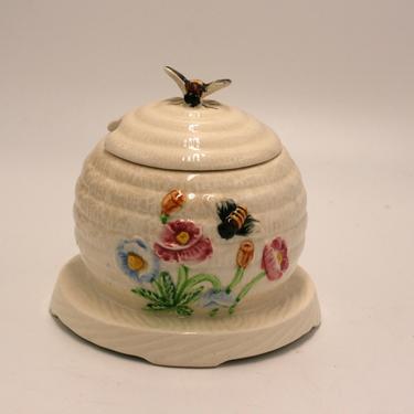 vintage ceramic honey bee honey jar 