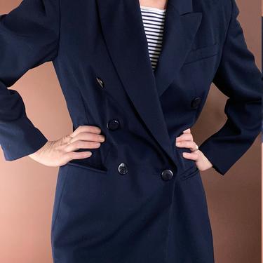 vintage navy wool blend blazer jacket 