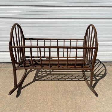 Antique Wood Baby Crib Shabby Chic Daybed Day Bed Settee Loveseat Primitive Rustic Cottage Coastal Photo Prop Distressed Victorian Retro 