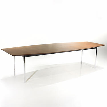 Florence Knoll Conference Table Dining Table Extra Long Mid Century Modern Walnut Chrome 