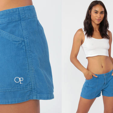 Ocean Pacific Corduroy Shorts 80s Retro Mid Rise Surfer Shorts Blue Boho Hippie 80s OP Surf Hipster Vintage Seventies Bohemian Small 6 