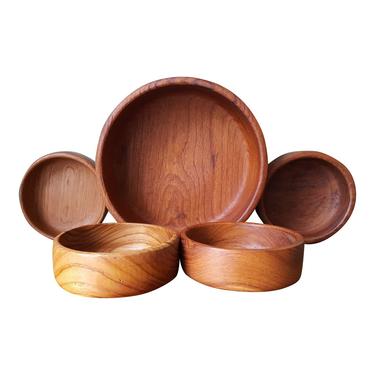 Vintage Danish Modern/Thai Teak Salad Service-5pc