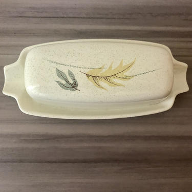 Vintage Franciscan 1950s Autumn Leaves Covered Butter Dish 