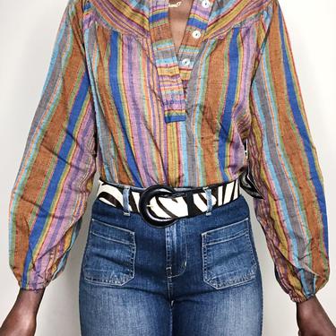 Vintage 70s Boho Multicolor Cotton Tunic