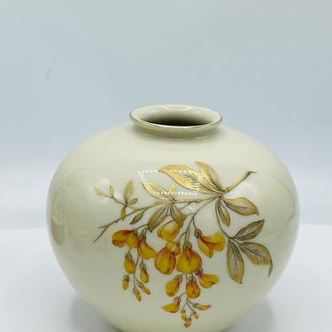 Vintage Furstenberg Porcelain Bud Vase - Germany, Floral Design Gold Leaves 5&amp;quot; 