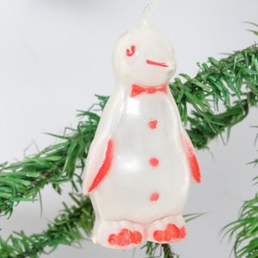 Vintage 1950's Rosbro Plastic Penguin Christmas Ornament,  Retro Glow in Dark, Mid Century 