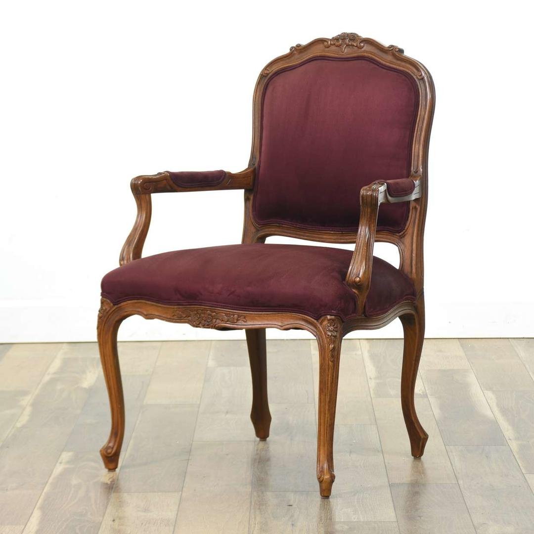 Ethan Allen Maroon French Provincial Accent Chair Italy Loveseat (San