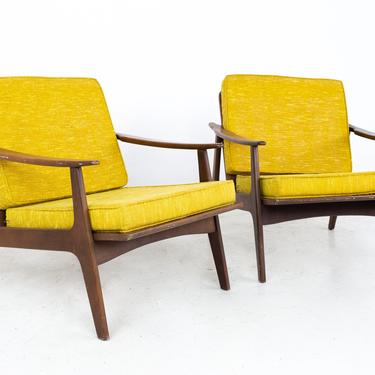 Otto Gerdau Mid Century Italian Walnut Lounge Chairs - A Pair - mcm 