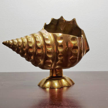 Vintage Waccamaw Brass Conch Shell Vase. Sea Shell Decor, Ocean, Bells &  Whistles