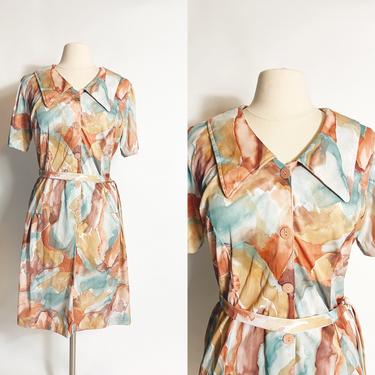 Vintage Elizabeth Watercolor Sheath Dress Size 14  1990s 