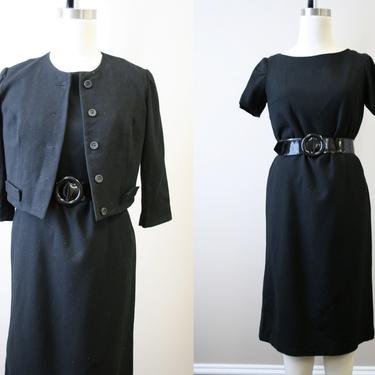 1960s Gay Gibson Black Wool Jacket and Dress 