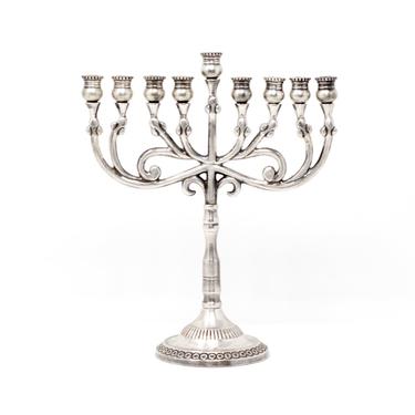 Silver Tone Vintage Menorah, Jewish Hanukkah Menorah 