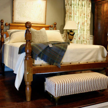 Ball & Bell Bed in Maple, Original Posts Circa 1830 ~ Resized to Queen