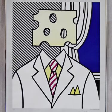 Mid Century Modern Framed Signed Roy Lichtenstein Pop Art Poster 1970s Senator 