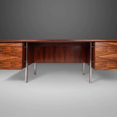 Rosewood Executive Desk After Ste. Marie & Laurent with Chrome Legs and Vinyl Top, c. 1960s 