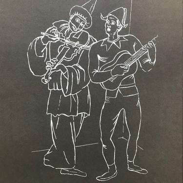 1950s Pablo Picasso Pierrot + Harlequin 1918 Lithograph