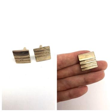 Vintage VTG 1970s 70s Gold Square Cuff Links 