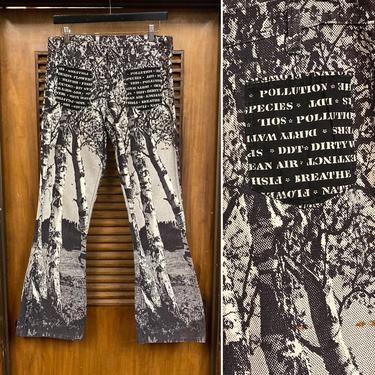 Vintage 1960’s Woodstock Era Mod Nature Flare Photoprint Jeans, 60’s Hippie Mod, Vintage Jeans, Vintage Trousers, Vintage Clothing 