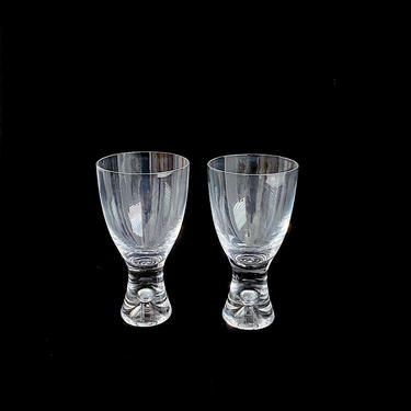 Vintage Mid Century Modern PAIR of Art Glass Glasses IITTALA Tapio Wirkkala 5.75&quot; TAPIO Design w/ Bubble Finland Designer Finnish Design 
