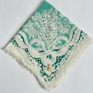 Midcentury Handkerchief Teal and Ivory 
