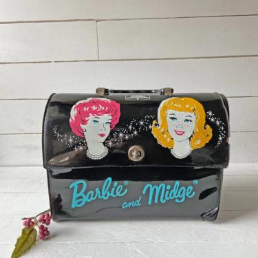 Vintage Barbie And Midge Vinyl Lunch Box // Midcentury Barbie Collector, Lunch Box // Thermos Barbie Decor // Perfect Gift 