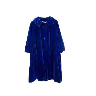 Vintage 50s Blue Velvet Swing Coat size S/M 