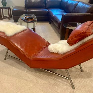 Milo Baughman for Thayer Coggin Armless “Fred” Chaise Lounge Red 